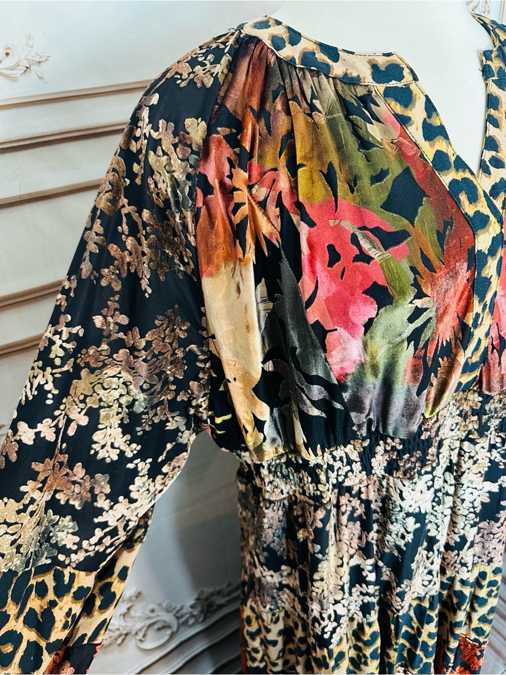 Mixed-Print Tiered Maxi Dress - Black Multi - Picture 8 of 12